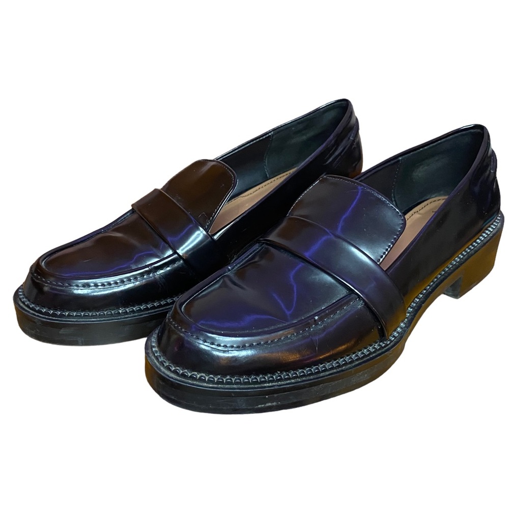 ZARA woman faux patent leather penny loafers 8.5